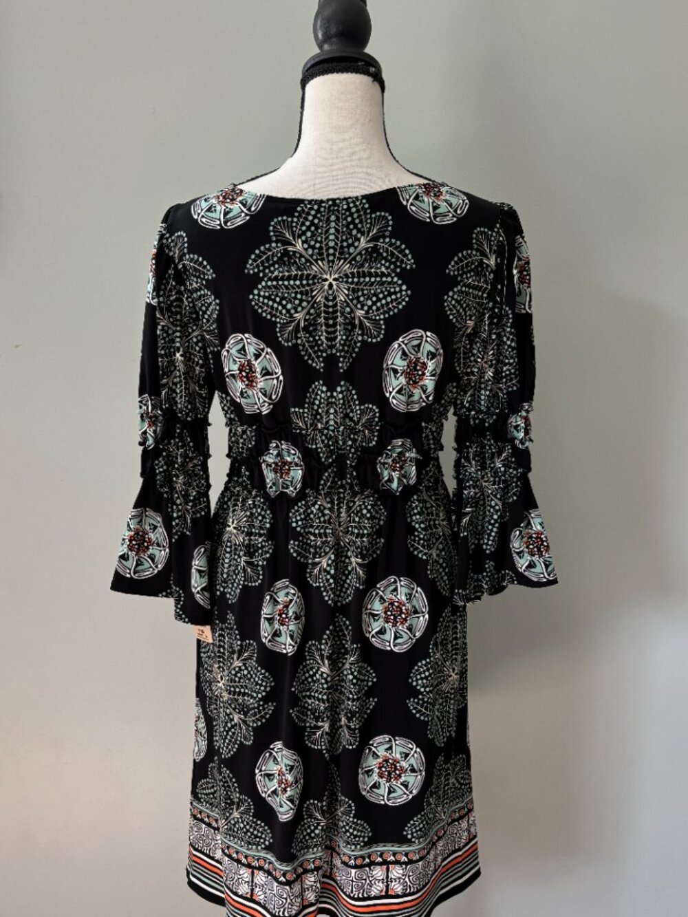 Max Edition Black Floral Boho Dress Small NWT - Picture 3 of 7